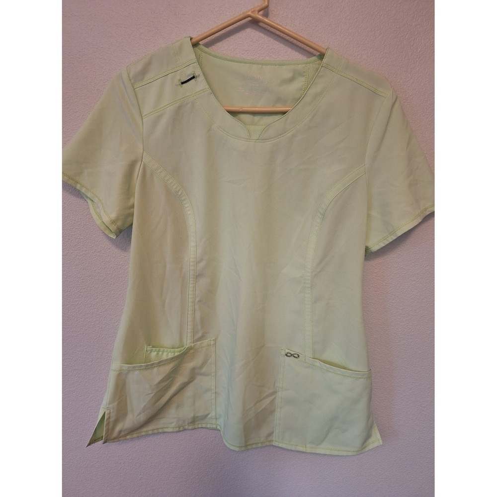 Cherokee Infinity Womens Scrub Top Light Lime Green V-Neck Stretch Med/Large M/L